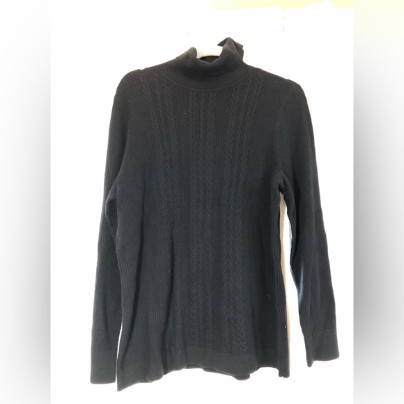 NWT Talbots Woman Classic Black Long Sleeve Turtleneck 2X Cotton Blend Sweater - Picture 3 of 10